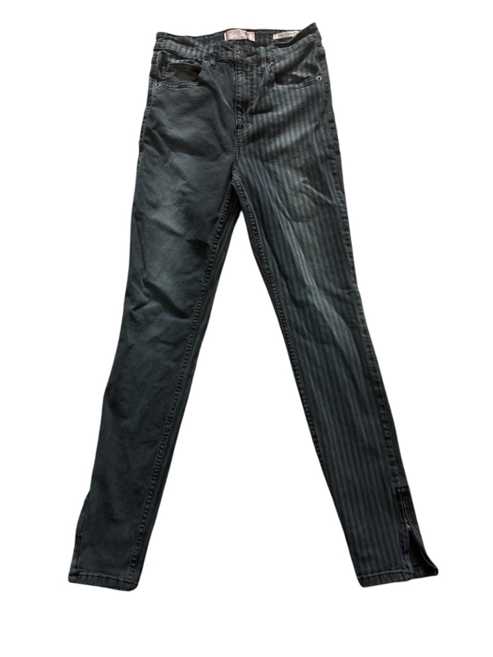 Guess Women's Blue Pinstripe Skinny Jeans with Side Zip